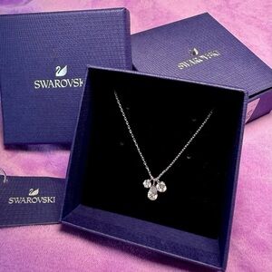 Swarovski Silver Triple Crystal Drop Necklace